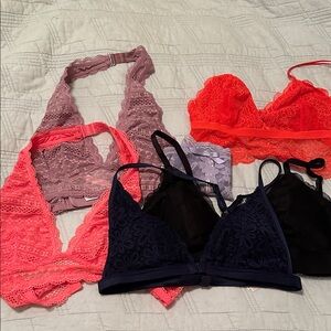5 Lace Bralette Bras & Thong Victoria’s Secret & Madewell NWOT Lot Small Medium